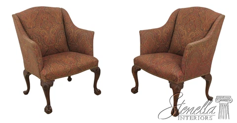 59865EC: Pair SOUTHWOOD Ball & Claw Chippendale Upholstered Chairs Cover