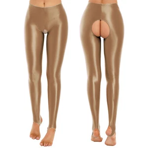 Womens Glossy Oil Pants Hollow Out Opaque Pantyhose Workout Fitness Yoga Tights - Picture 1 of 200