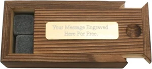 Personalised Whiskey Ice Stones Gine Cubes in Wooden Box - With Free Engraving - Picture 1 of 4
