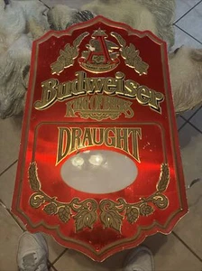 Vintage Budweiser "King of Beers" Embossed Sign – Red & Gold Wall Decor - Picture 1 of 4
