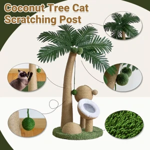 Coconut Cat Scratching Post Cat Climbing Frame Kitten Tree Scratcher Activity - Picture 1 of 13