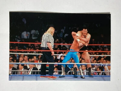 WWF Large Picture Card #8 Andre The Giant Jake The Snake Wrestle Mania V - Image 1 of 4