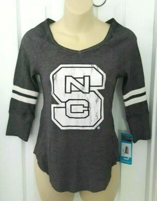North Carolina State Wolfpack Womens Juniors Top Size Small 3/5 Gray Thermal - Image 1 of 4