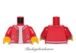 Lego Minifigura TORSO Chaqueta Letterman Roja, Abrigo Hombre Niño con Bolsillos Amarillo - Imagen 1 de 1