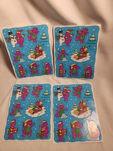 Vintage 1993 Barney Weihnachten Aufkleber von Lyons Group. Konvolut 4 Blätter - Bild 1 von 5