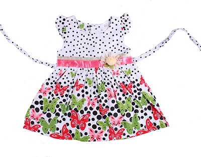 CINDA Baby Mädchen rosa Blumen Baumwolle Partykleid 3-6 bis 9-12 Monate