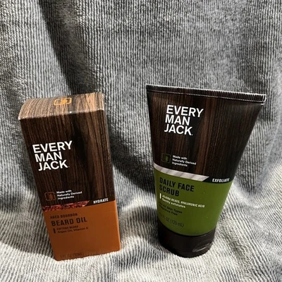 Every Man Jack Daily Face Scrub 4.2 Fl Oz And Beard Oil 1 Fl Oz NIB - Image 1 of 4