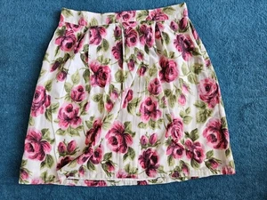 CATH KIDSTON rosa Blumen Rosen A-Linie ROCK UK 10 Taschen Reißverschluss gefüttert leicht - Bild 1 von 16