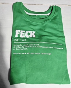 Green "Feck" Definition Irish Lovers Sweatshirt Funny Women 2XL Crewneck - Bild 1 von 10