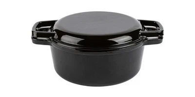 ERNESTO® Gusseisen Kombitopf Schmortopf Topf Ø 22 cm schwarz Bräter *besch.VP - Bild 1 von 2