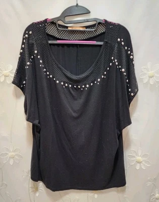 Blusa Belldini para mujer negra 3X malla tachonada contemporánea vanguardista rockera gótica punk Foto 1 de 4