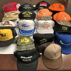 Vintage Hat Lot 18 80s K Products Snapback 3 Stripe Trucker Hunter Automotive - Picture 1 of 19