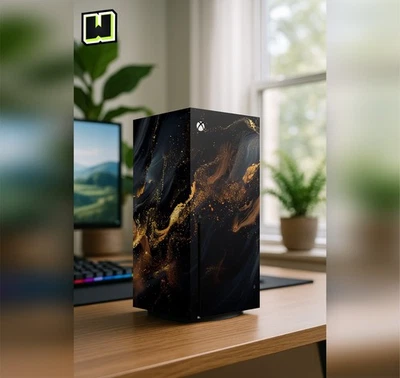 WRAPIFY BLACK AND GOLD XBOX SERIES X SKIN VINYL DECAL CONSOLE WRAP