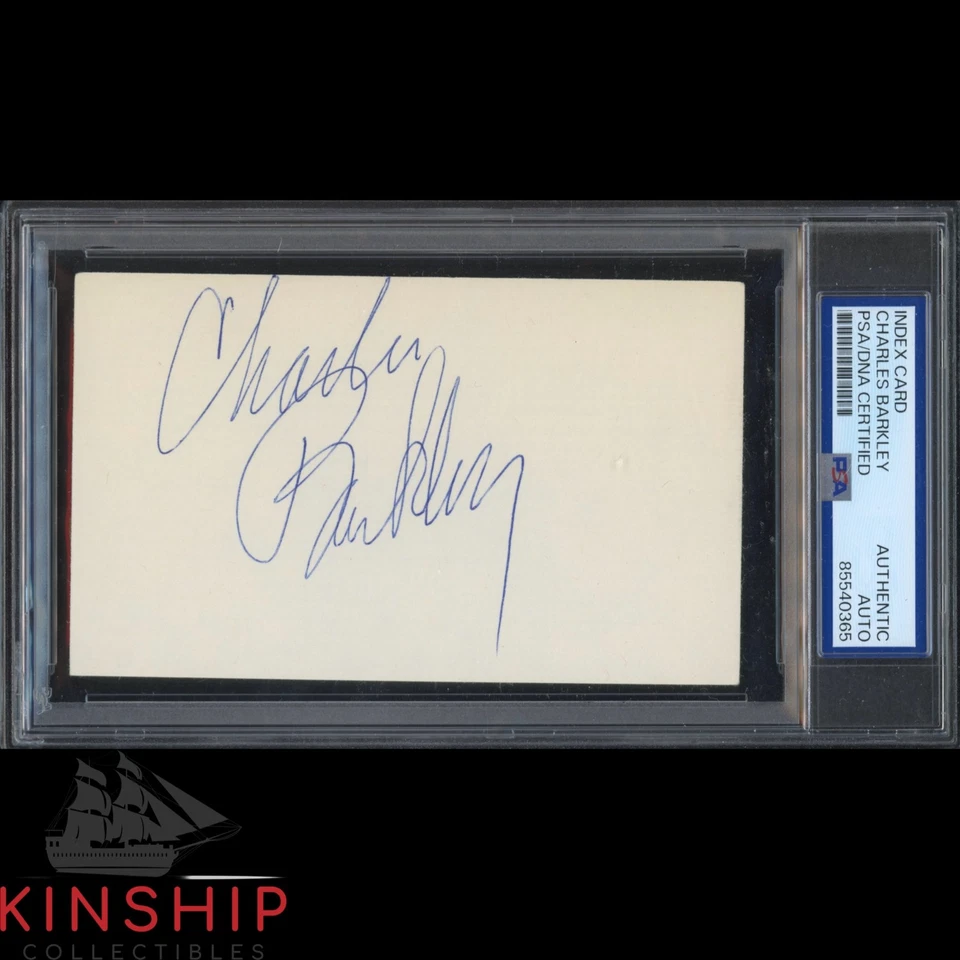 Charles Barkley signed 3x5 Index Card PSA DNA Slab Basketball Auto C5170 - Image 1 of 1