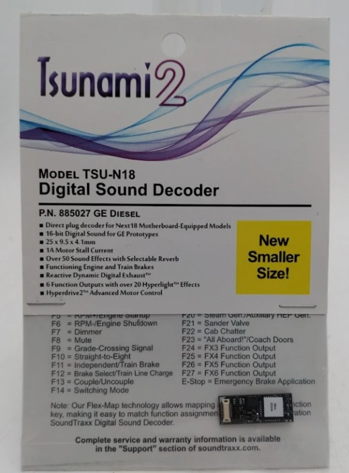 SoundTraxx 885027 TSU-N18 Decoder GE 6 Function Next 18 - Image 1 of 1