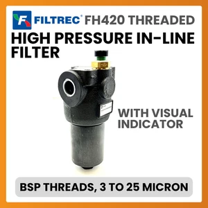 Filtrec FH420 Threaded High Pressure Inline Filter c/w Visual Indicator - Picture 1 of 5