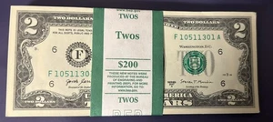 Bureau Of Engraving Banded 100 Sequential $2 Bills Series 2007A Mint Condition - Picture 1 of 3