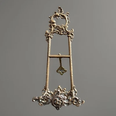 Antique Victorian Cast Iron Ornate Tabletop Easel Stand Rococo Scrollwork - Image 1 of 4