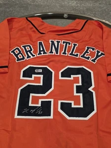Camiseta deportiva Michael Brantley autografiada/firmada Beckett naranja personalizada - Imagen 1 de 7