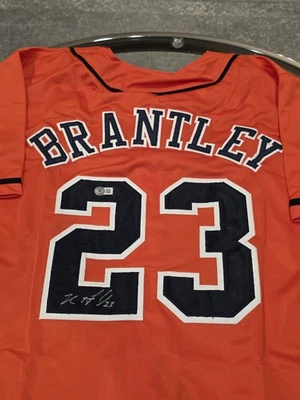 Michael Brantley Autographed/Signed Jersey Beckett Orange Custom Jersey - Image 1 of 4