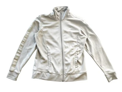 Nike Mujer Grande Beige Chaqueta de Pista Cremallera Logo Manga Retro Y2K Athleisure Foto 1 de 4