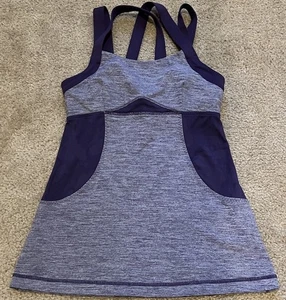 Lululemon Chaturanga tank top Heathered Purple Mesh Concord Grape Size 6 - Picture 1 of 9
