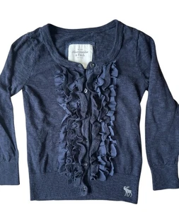 Abercrombie & Fitch Y2K Cardigan Sweater Girls Youth Small Blue Ruffle Preppy - Picture 1 of 9