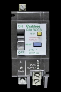 CRABTREE 15 AMPERIOS TIPO 2 M4.5 30mA DOBLE POLO RCCB RCBO C-50 C50 - Imagen 1 de 6