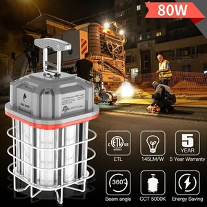 80Watt LED Temporary Work Light Linkable Construction Portable Hanging Light ETL - Picture 1 of 12