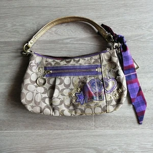 Vintage Coach Shoulder Hand bag Soho 15880 Purple Leather Y2K 2way Hobo Purse - Picture 1 of 24