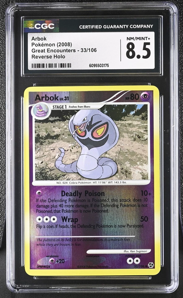 CGC 8.5 Arbok 33/106 Reverse Holo Great Encounters Pokémon Card - Image 1 of 2