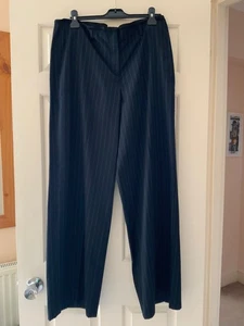 massimo dutti ladies cotton/wool trousers, navy stripe, mid rise, size 42, bnwot - Picture 1 of 14