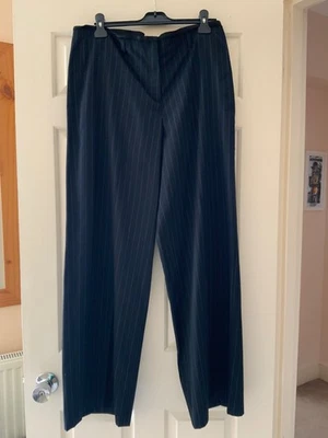 massimo dutti ladies cotton/wool trousers, navy stripe, mid rise, size 42, bnwot - Image 1 of 4