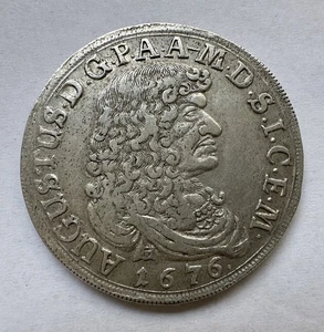 2/3 Taler 1676 Sachsen Magdeburg August von Weißenfels Silber Münze (1291) - Bild 1 von 5