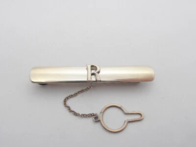 Fermacravatta in Argento 925 con Lettera - R - Iniziale Nome - Alfabeto - Immagine 1 di 4