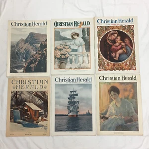 Lot of 6 Christian Herald Magazines 1909, 1911, 1913, (2) 1917, 1925 - Picture 1 of 2