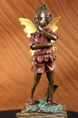 Nymph Fairy Angel Fantasy Bookend Classic Elegant Bronze Marble Statue Sculpture - Image 1 of 4