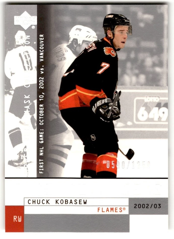 2002-03 Upper Deck Mask Collection Chuck Kobasew Rookie /1250 #158 Calgary - Image 1 of 2