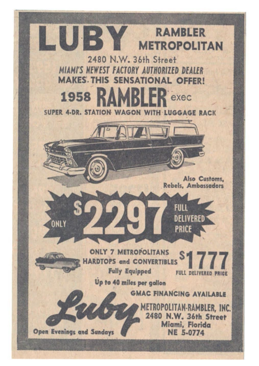 Rambler Super 1958 camioneta de 4 puertas vintage original anuncio de periódico portaequipajes Foto 1 de 1
