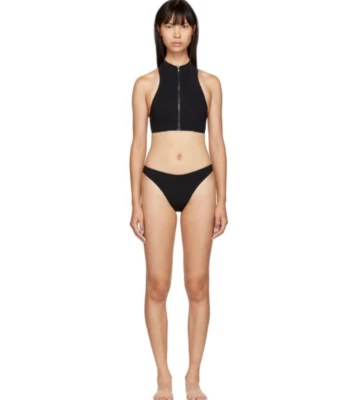 Stella McCartney L52014 Black 90s High Leg Bikini Bottoms Women's Size M - Image 1 of 3