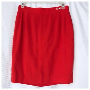 Falda Genny De Colección Talla 10 100% Lana Pura Roja Línea Recta Forrada a - Imagen 1 de 9