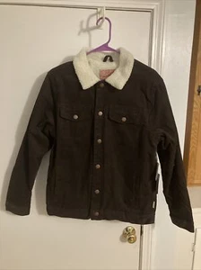 Neu mit Etikett Brooklyn Tuch Mfg Co. Herren mittel Cord Sherpa gefütterte Truckerjacke braun - Bild 1 von 5