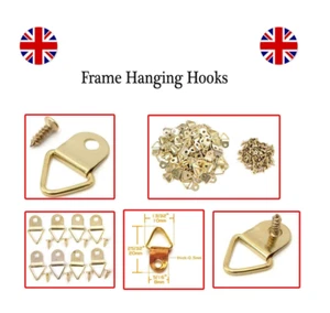 20 x Picture Frame Hooks Frame Hanging Triangle D Ring Hangers Mirror Frame Ring - Picture 1 of 1