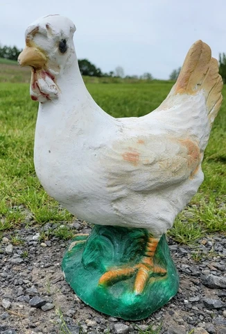 Vintage Antique Cement Concrete Hen Chicken Garden Lawn Statue paint cast stone Cover