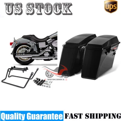 Hard Saddle Bags W/ 6x9" Speaker Lids&Conversion Brackets For Harley Dyna Models Foto 1 de 4