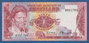 SWAZILANDIA / SWAZILAND -- 1 LILANGENI ND ( 1974 ) -- aUNC -- PREFIX H -- P.1a . - Bild 1 von 2