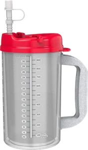 (2) 32 oz Hospital Mugs with Red Lids - Insulated Cold Drink Travel Mugs - Picture 1 of 1