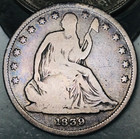 1839 Seated Liberty Half Dollar 50C Ungraded 90% Silver US Coin CC21061