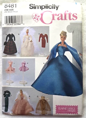 Simplicity Sewing Craft Pattern 8481 Clothes forBarbie 11.5" Fashion Doll  UNCUT - Image 1 of 4