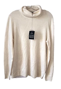 BLOOMINGDALES Size XL 100% Cashmere Turtleneck Sweater NWT $178 Ivory White A90 - Picture 1 of 7
